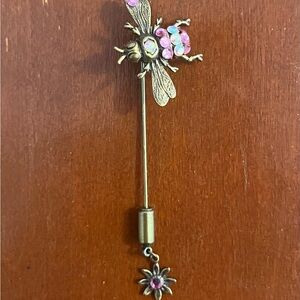 Elegant Bee Brooch with Pink and Gold Details